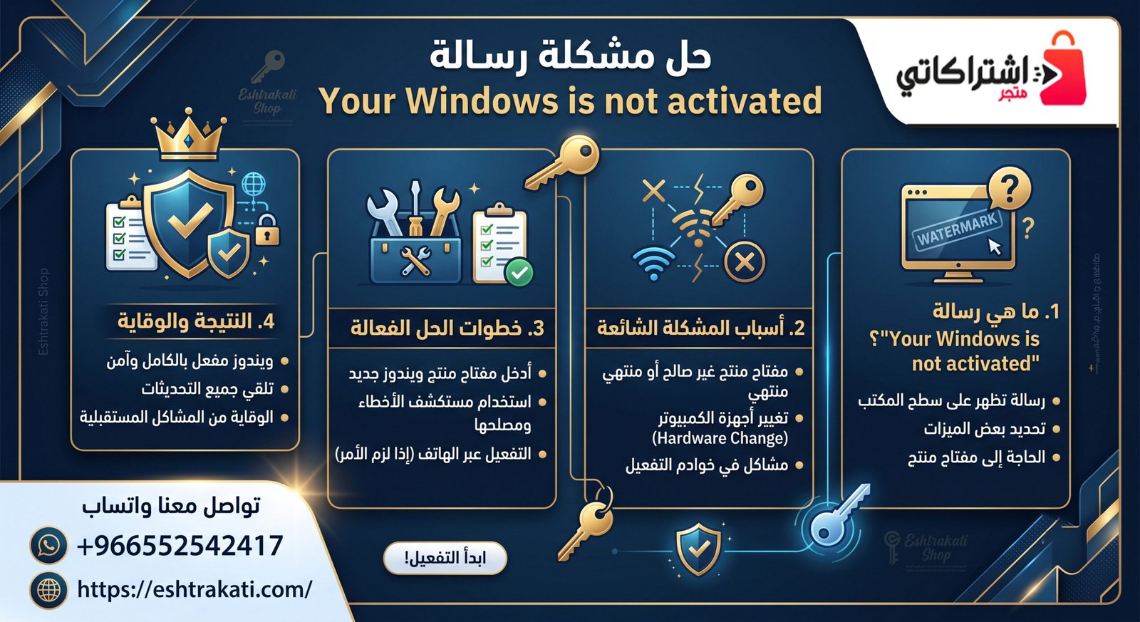 حل مشكلة رسالة Your Windows is not activated